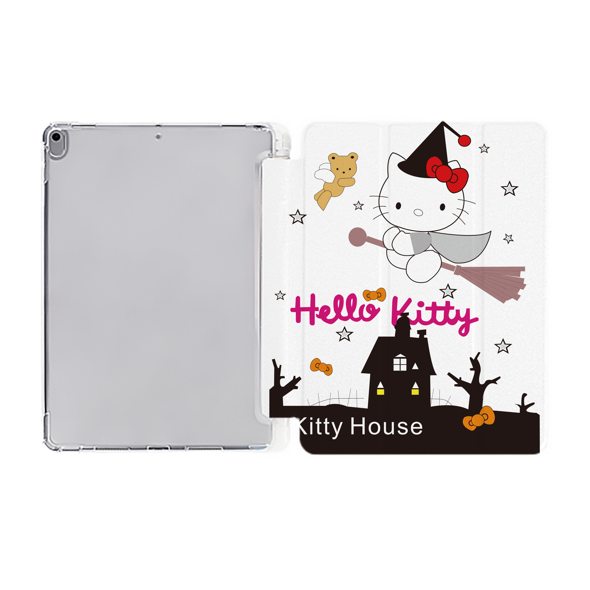 （画像用） Hello Kitty ハローキティ IPad ケース ペン収納付き 三つ折りスタンド PUレザー×シリコン 対応機種9.5/10.5/10.9インチ